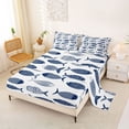 thumbnail image 2 of Feelyou Vintage Ink Fish Full Size Sheets for Kids Boys Girls, Cartoon Line Art Animal Bed Sheets, Indigo, 4pcs, 2 of 5