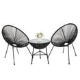 thumbnail image 3 of 3-Piece All-Weather Patio Acapulco Bistro Furniture Set With 2 Chairs & Glass Top Table Black, 3 of 29
