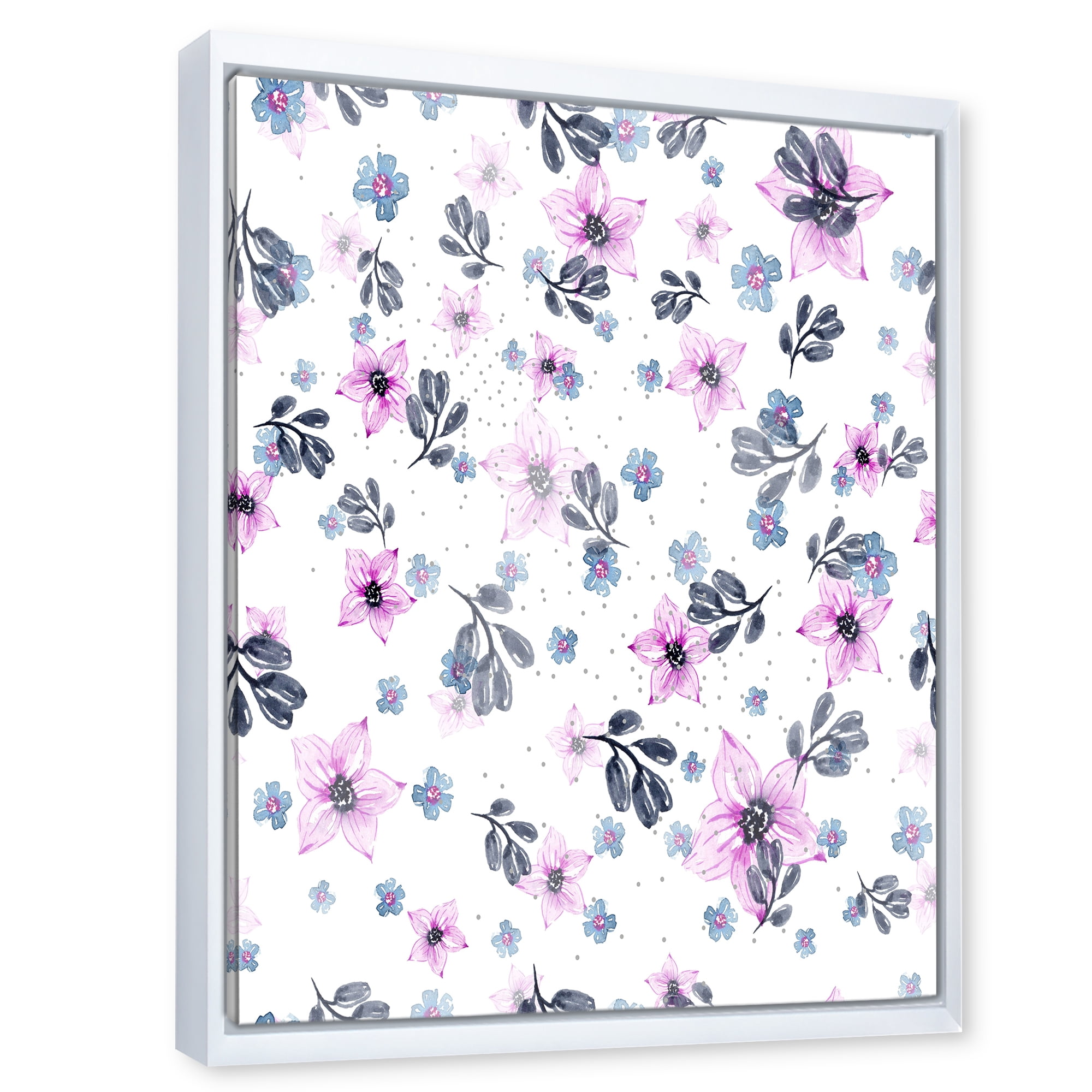 Designart 'Petals and Pink Flowers' Traditional Framed Canvas Wall Art Print