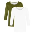 thumbnail image 5 of lcziwo Womens 2 Pack 3/4 Sleeve Tops for Women Round Neck Dressy Basic Plain Solid Color Tees Casual Elbow Length Loose Fit T Shirts Pullover Top 2025 White,S, 5 of 5