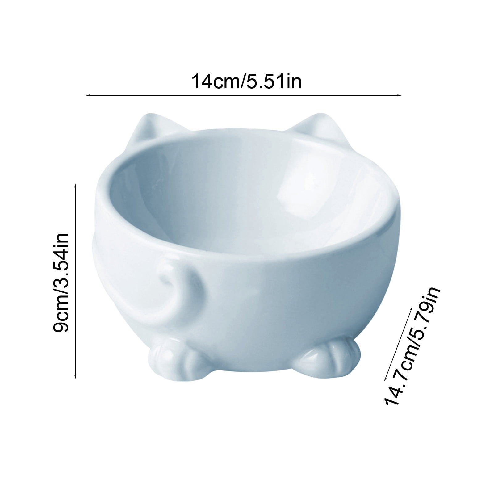Elevated Cat Food Bowl Ceramic Raised Pet Feeding Bowl 14.7 cm x 14 cm x 9 cm Beige 500 g