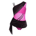 thumbnail image 3 of dPois Combinaison Asymétrique pour Filles Justaucorps de Danse Ballet Rythmique Froncé Rose Vif 14, 3 of 7