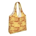 thumbnail image 2 of XMXT Canvas Tote Bag for Women, Cartoon Coffee Yellow Graffiti Large Reusable Shopping Bags, Multicolor, 2 of 7