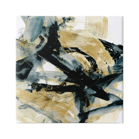 Stupell Industries Chaotic Black & Glam Abstract Painting Gallery Wrapped Canvas Art Print Wall Art, 17 x 17