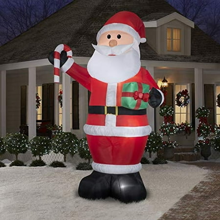Gemmy Industries 36715 12', Giant, Air Blown Santa With Gift And Candy Cane