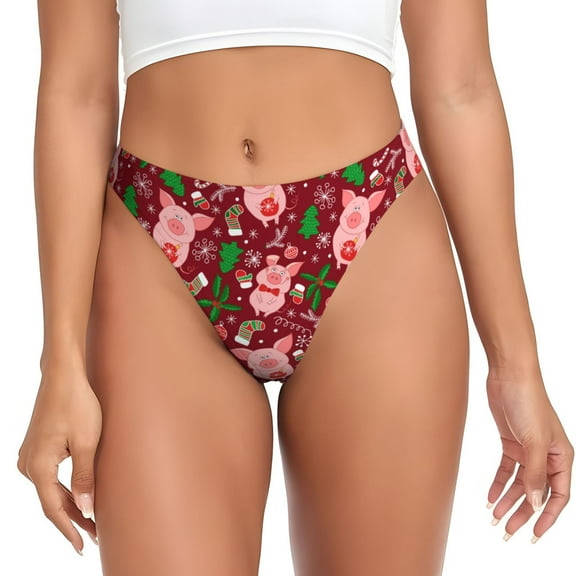 Thongs for Women - Festive Style Cute Pig Pink No Show Seamless Womens Thongs Underwear, Breathable G String Thongs for Women, Ladies Stretch Low Rise Thong Bikini Panties Briefs