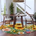 thumbnail image 4 of Round Area Rug 6ft,Watercolor Sunflower Butterfly Washable Carpet Non-Slip Runner Accent Rugs Indoor Floor Mat for Bedroom Living Room Decor,Summer Garden Pastoral Plants, 4 of 9