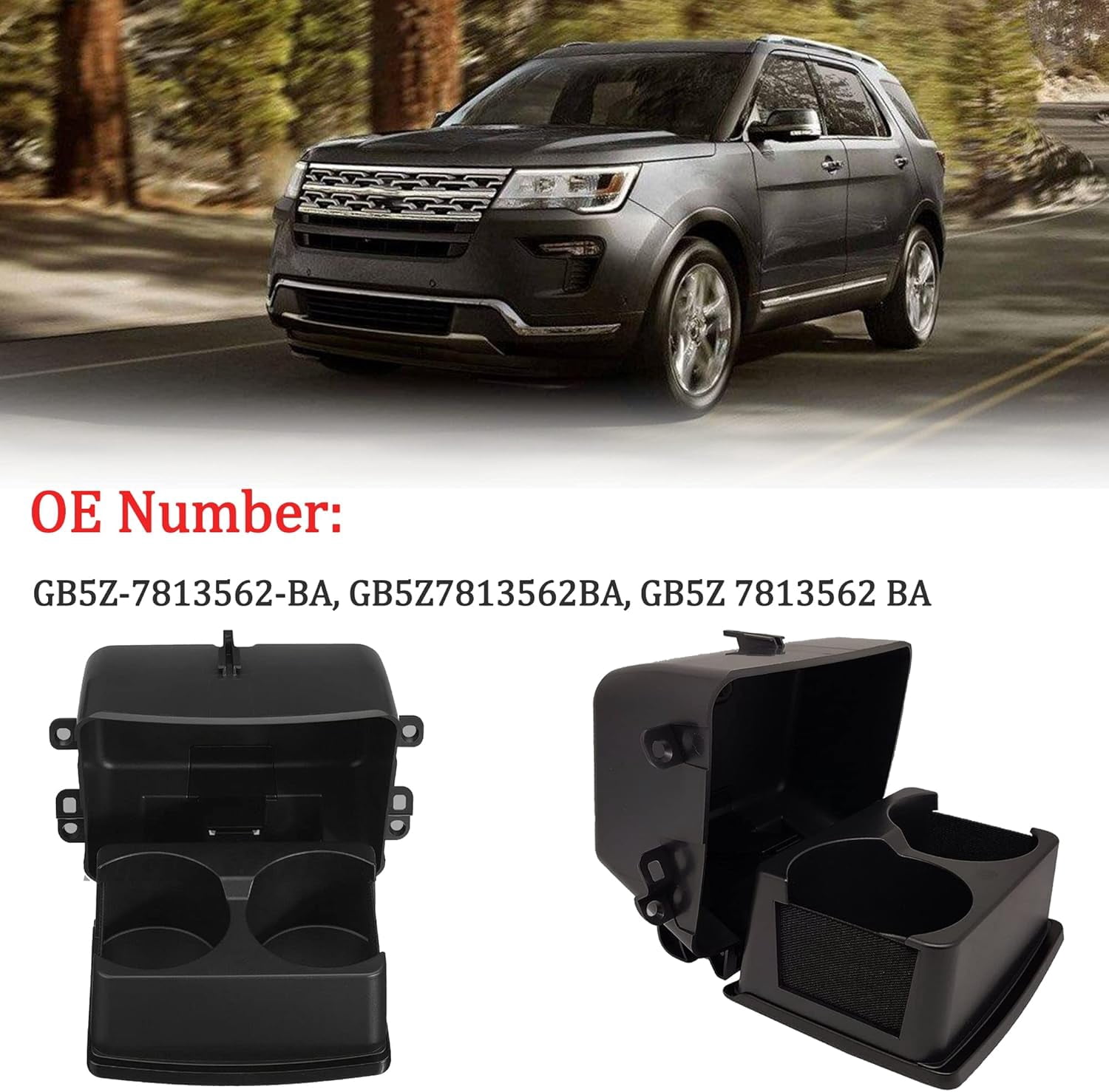 NOVAPARTS Rear Seat Center Console Cup Holder Black for 2011 2012 2013 2014 2015 2016 2017 2018 2019 Ford Explorer GB5Z7813562BA GB5Z-7813562-BA