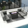 thumbnail image 4 of LayinSun 5 Pieces Aluminum Patio Furniture Set, Modern Modular Sectional Sofa with Fire Pit Table and Upgrade Thickness Cushion, 4 of 8