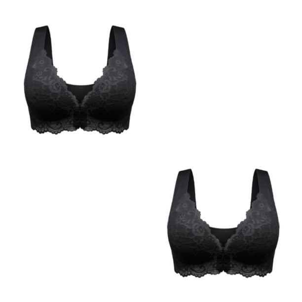 Sonducket Front Beauty Bra, 5D Shaping Push Seamless Beauty Back Sports Cómodo sujetador, Womens Casual Comfort Lace Black 3XL Negro 3XL 2piezas