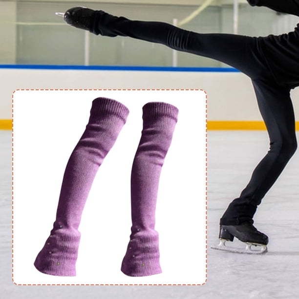 Calcetines sin pie para cubrir las botas de patinaje artístico. Calcetines para patinar sobre hielo. Calentadores de piernas para espectáculos y práct Púrpura