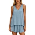 thumbnail image 6 of Bovxnpu Womens Pajamas Set Loungewear Cotton V Neck Tank Top Shorts 2 Piece Lightweight Loungewear Sleepwear, 6 of 7