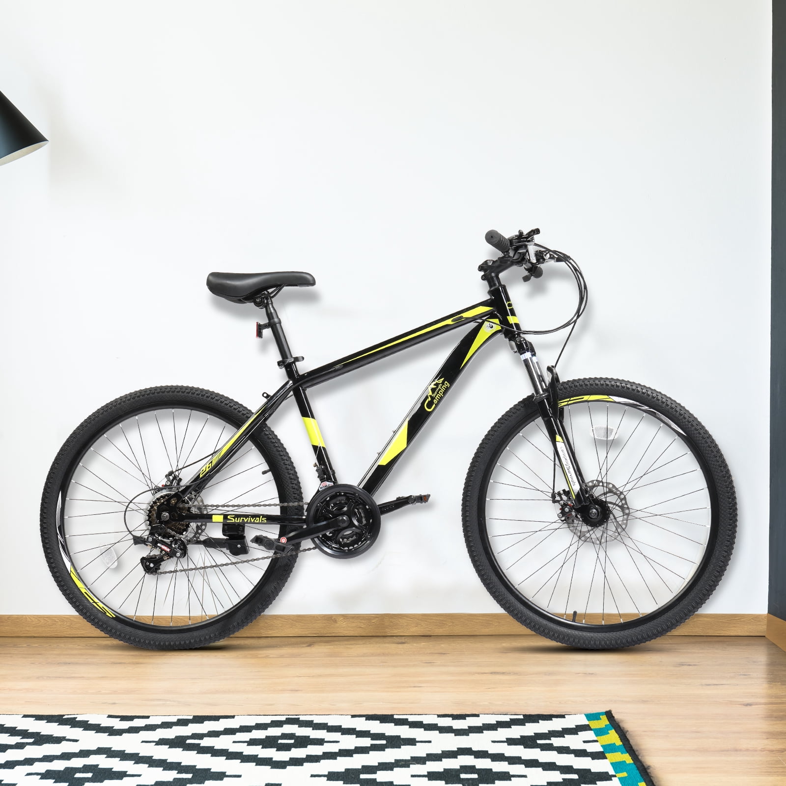 UBesGoo 26 inch Mountain Bike with 21-Speed, Dual Disc Brake, High-Carbon Steel MTB Bicycle, Yellow