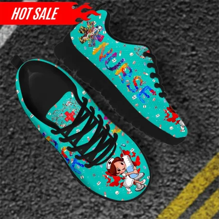 

Spring Premium Nurse Shoes Flats Sneakers for Women s Cartoon Physio Surgical Design Lace Up Footwear Medical Shoe