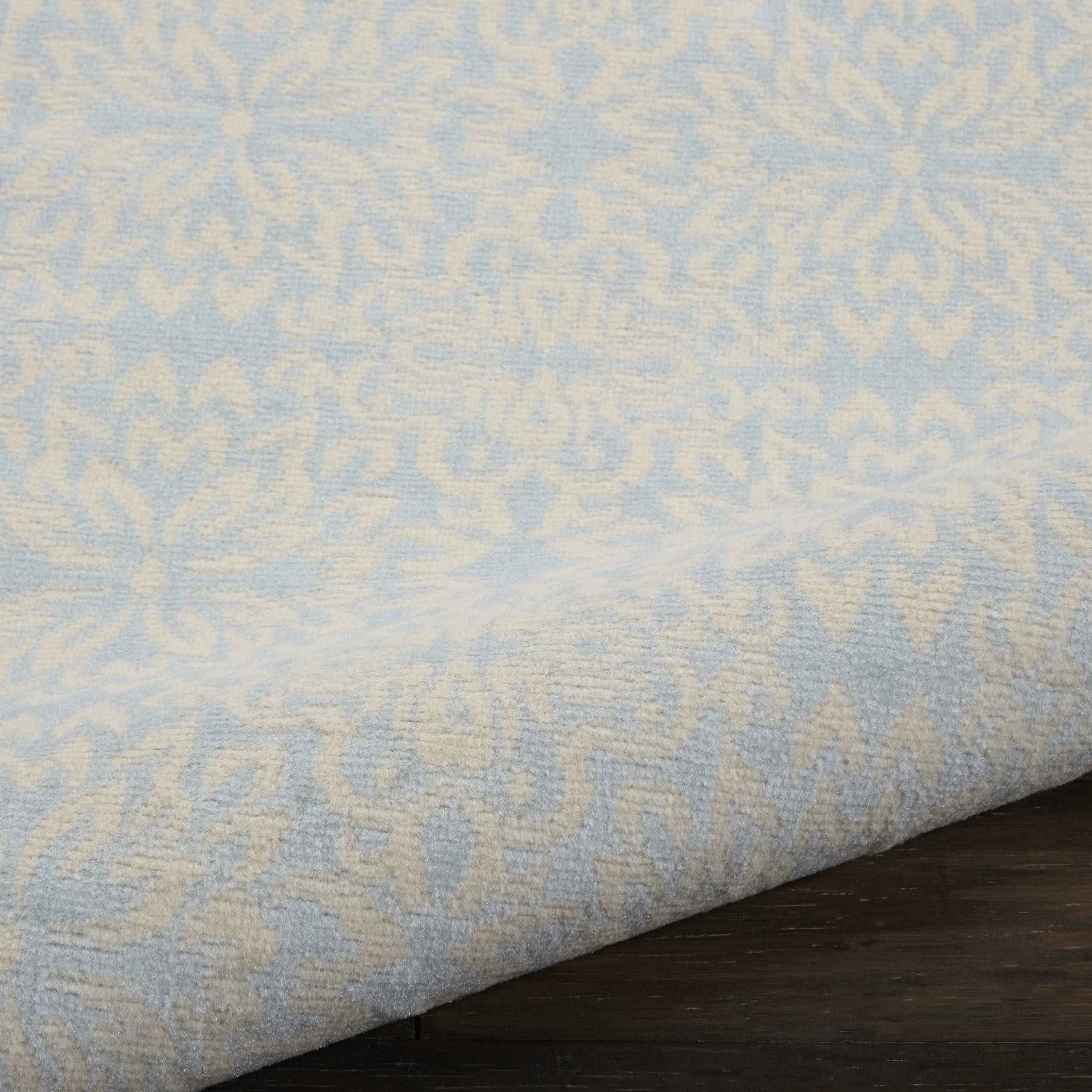 Nourison Bliss Modern Floral Ivory/Light Blue 2' x 4' Area Rug, (2' x 4')