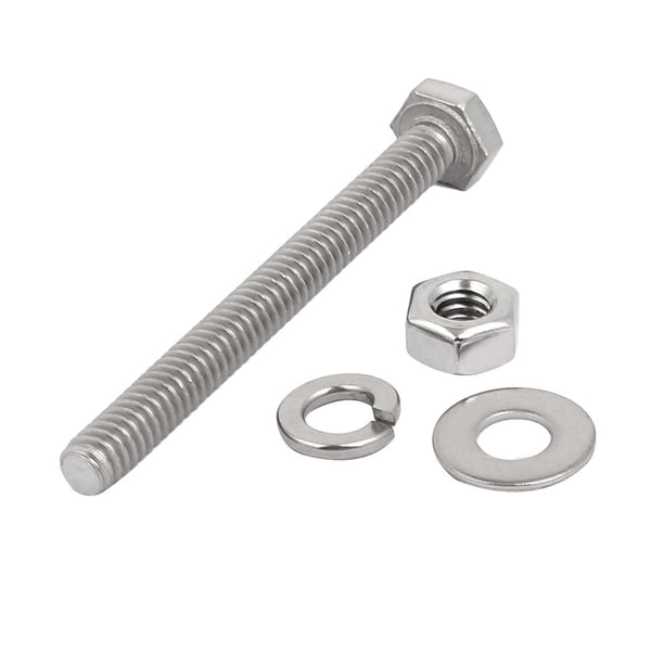 15 Jeux De Vis M4x12mm Inox 304, Avec écrous Hexagonaux, Rondelles Plates Et Frein, Uxcell