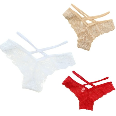 

Best Gift! MIARHB 3PC Women Sexy Tulle Lace Low Waist Sensuality Panties Underwear