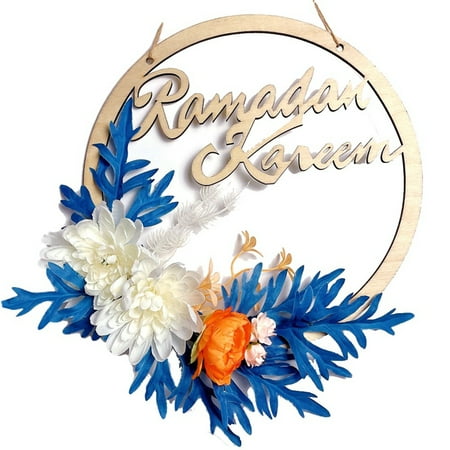 

Eid Ramadan Kareem Wreaths for Front Door 10 Inches Artificial Small White Flowers Spring Hanging Wreath Islam Mubarak