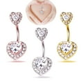 thumbnail image 1 of Koszal Forme de Coeur Strass Femmes Nombril Bar Haltère Nombril Anneau Piercing Bijoux, 1 of 7