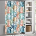 thumbnail image 6 of Coastal Small Stall Shower Curtain, Waterproof Shower Curtains for Bathroom, Nautical Summer Beach Coral Starfish Shell Washable Fabric Bath Curtain for Bathtub Decoration with Hooks 36x78 Inches, 6 of 9