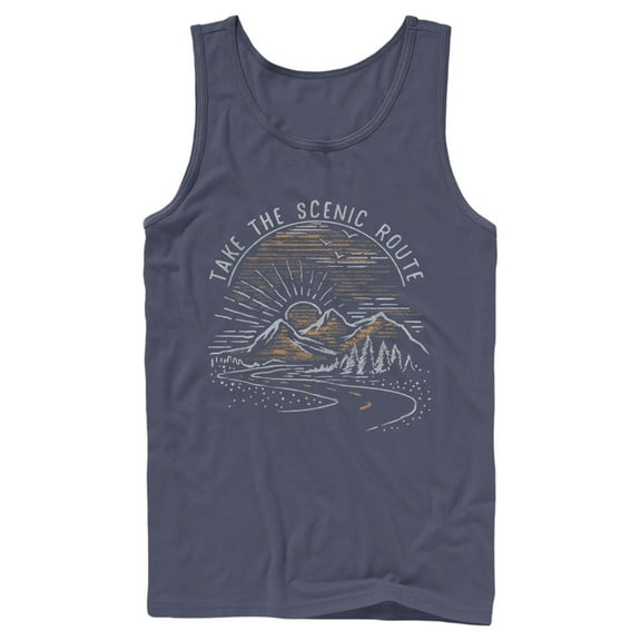 Men's Lost Gods Take the Scenic Route Road Tank Top Navy Blue Large