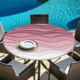 thumbnail image 5 of Pink Ombre Stripes Round Tablecloth 55-60 Inch Round Fitted Table Cloth with Elastic Edge, Modern Roman Abstract Waves Art Waterproof Table Cover Protector for Outdoor Picnic Party Dining, 5 of 6