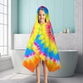 thumbnail image 6 of Colorful Tie Dye Mandala Pattern Hooded Bath Towel，50"x30" for Ages 3 To 12 Kids, Quick Dry Lightweight Soft Microfiber Hood Beach Towel Cover Up for Kids, 6 of 7