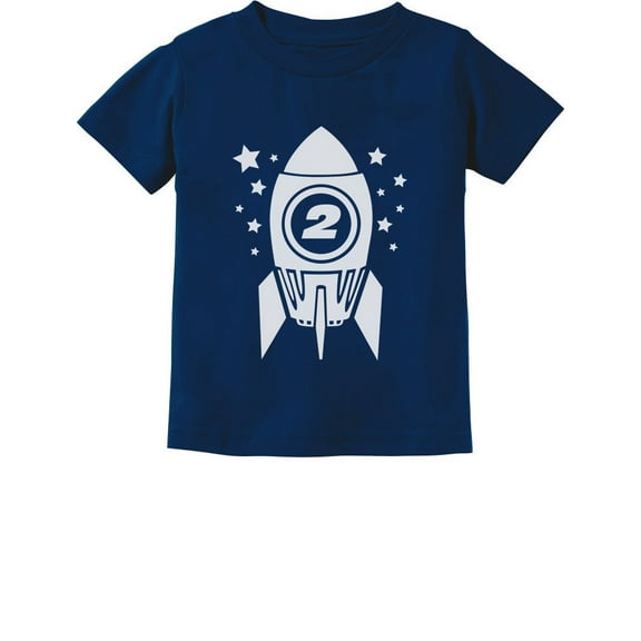 Gift for Two Year Old - 2nd Birthday Space Rocket Toddler/Infant Kids T-Shirt 2T Navy