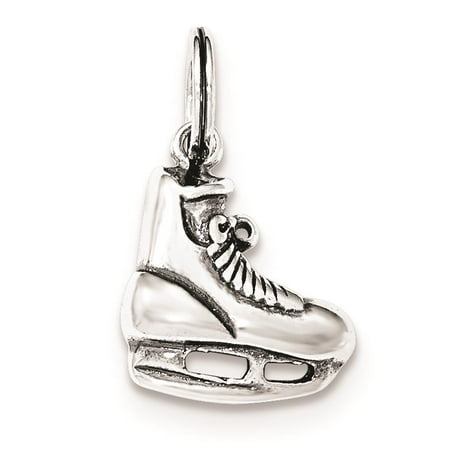 925 Sterling Silver Polished Ice Skate Antiqued Charm Pendant