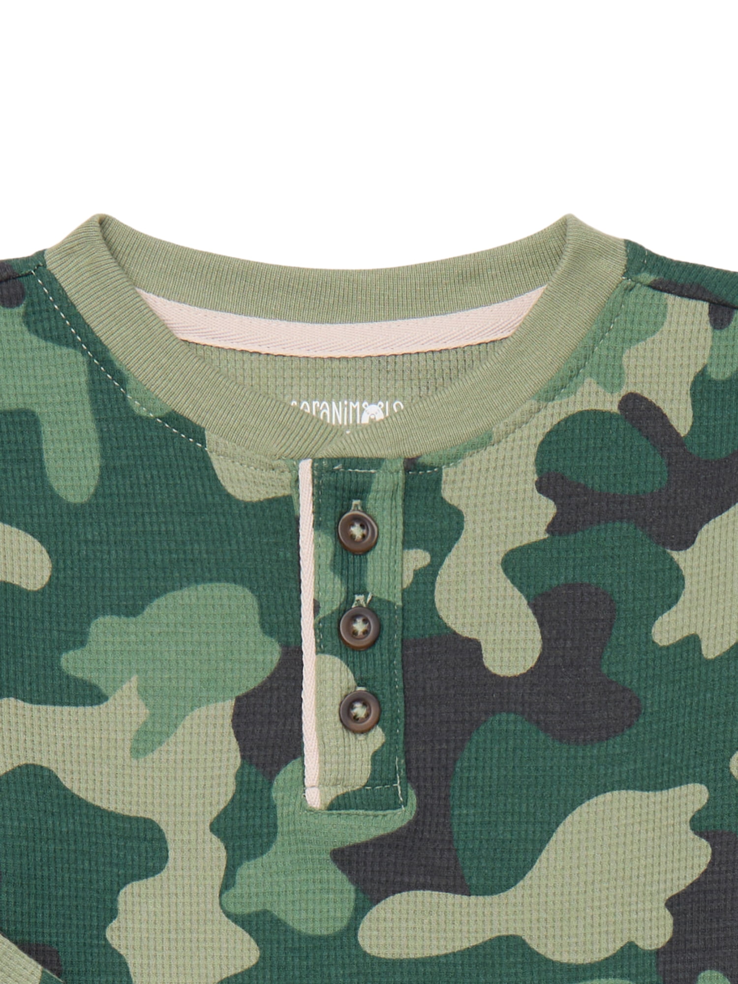 Garanimals Toddler Boys Waffle Henley Shirt with Long Sleeves, Sizes 18M-5T