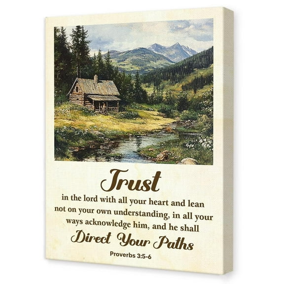 Proverbs 3:5-6 Trust in the Lord Wall Art,Religious Bible Verse Wall Decor,Scripture Canvas Wall Art for Christian Home Office Church poster