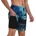 thumbnail image 2 of Naloa Hawaiian Beach Pirate Moon Print Men Swim Trunks with Compression Liner ,Board Shorts,Men's Swim Shorts with Drawstring and Elastic Waistband-3X-Large, 2 of 6