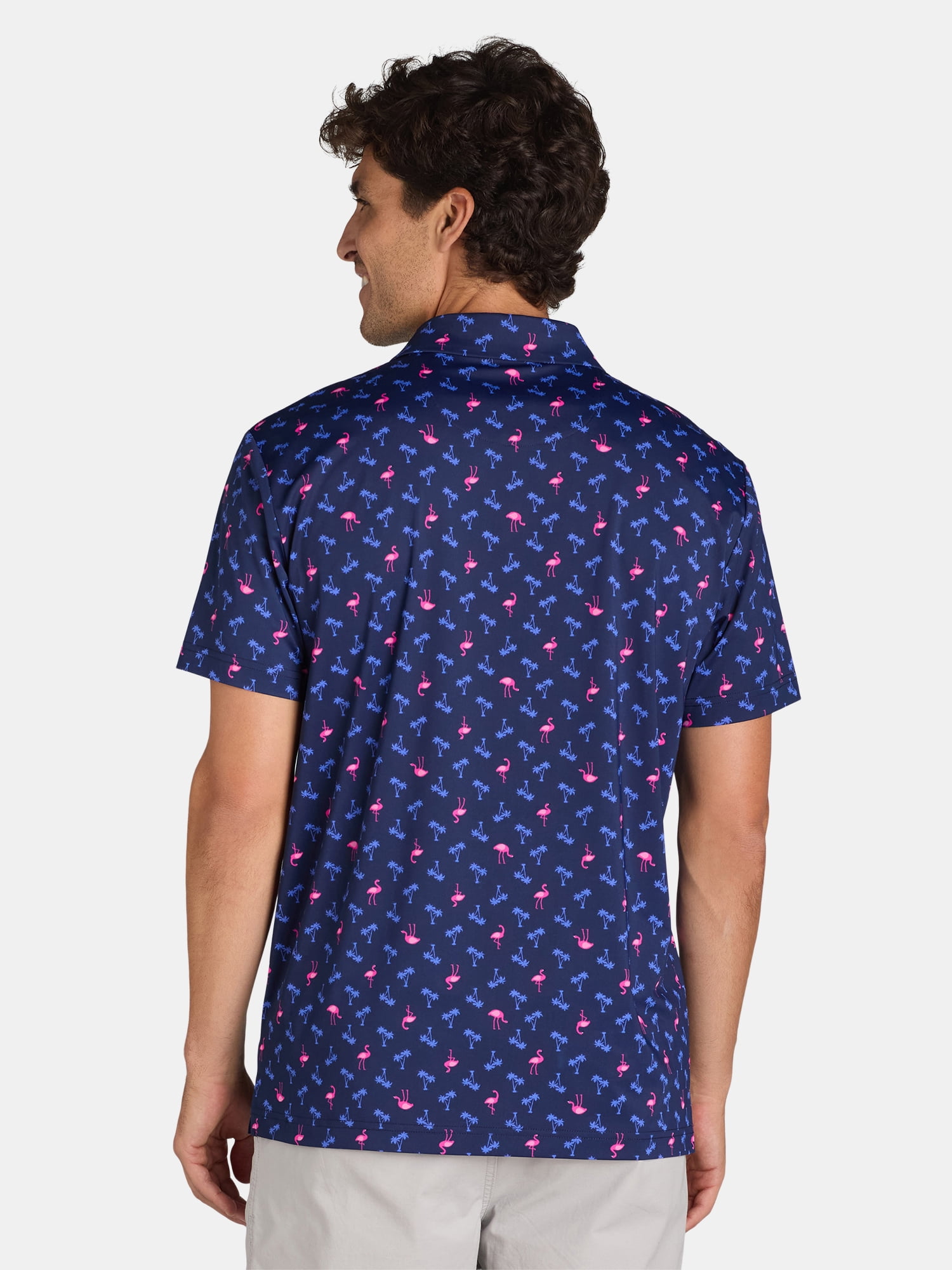 Birdie Bound Men's and Big Men’s Printed Golf Polo Shirt with UPF50+, Sizes S-3XL
