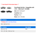 thumbnail image 2 of Front Brake Pad Set - Compatible with 1975 - 1986 Ford F-150 RWD 1976 1977 1978 1979 1980 1981 1982 1983 1984 1985, 2 of 2