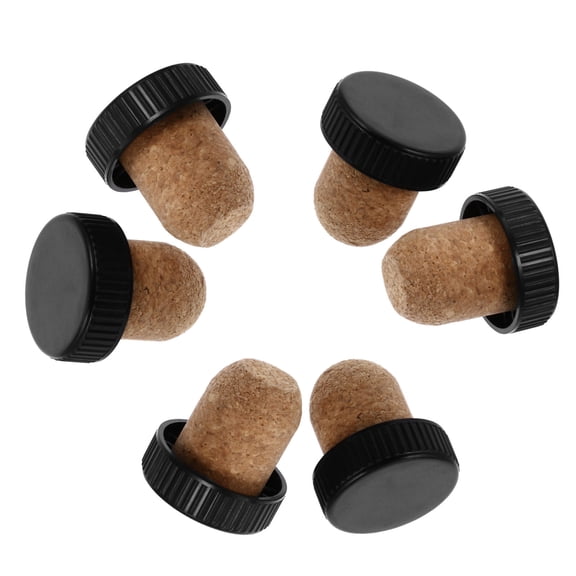 Topbathy 6pcs Replacement Cork Stoppers Wine Bottle Seal Stopper Wooden Light Brown for Dining Table