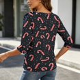 thumbnail image 5 of EANJE Women Christmas Graphic Open Front Cardigan, 3/4 Sleeve Loose Lightweight Shrug, Casual Printed Thin Knit Layering Top Navy M, 5 of 6