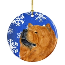 Carolines Treasures SS4640-CO1 Chow Chow Winter Snowflakes Holiday Ceramic Ornament 3 in multicolor