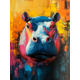 thumbnail image 1 of Qisvanset 12x16 Inch Vibrant Abstract Hippo Canvas Wall Art, Bold Color Animal Painting Decor for Living Office, 1 of 8