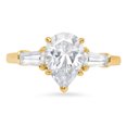 thumbnail image 4 of 2.5 ct Pear Cut White Sapphire 3 Stone 18K Yellow Gold Womens Engagement Ring, 4 of 5