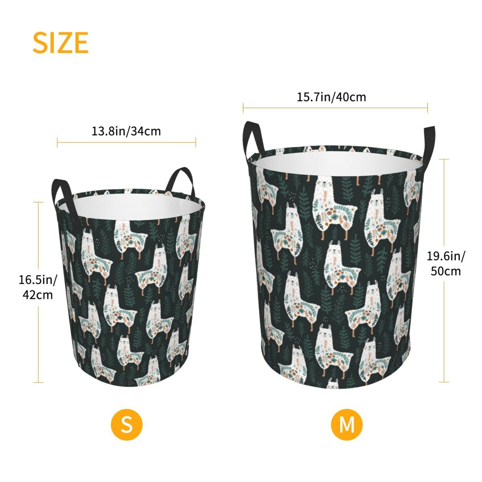 Large Laundry Basket with Handles - Abstract Plant Cute Alpaca Kids Baby Dirty Clothes Laundry Hamper for Bedroom Aesthetic