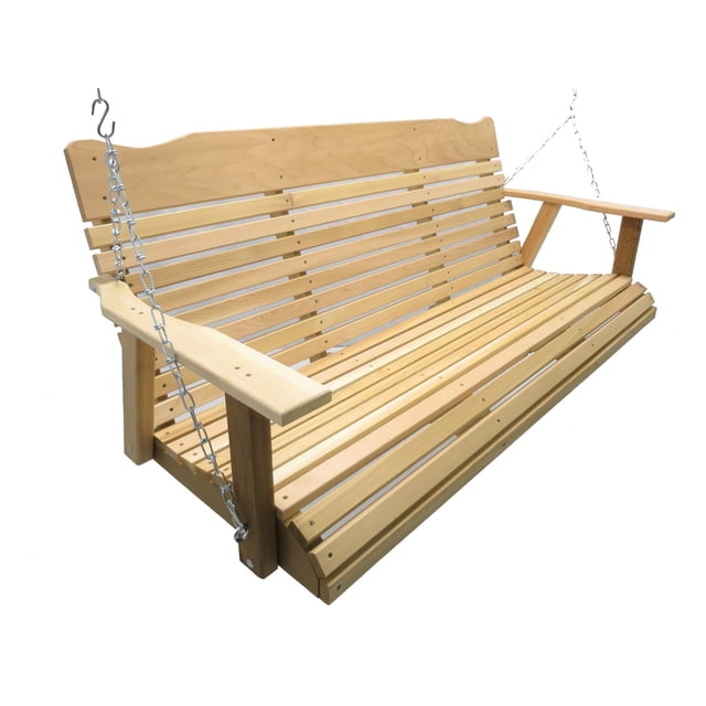 5' Natural Cedar Porch Swing, Amish Crafted, Includes Chain & Springs