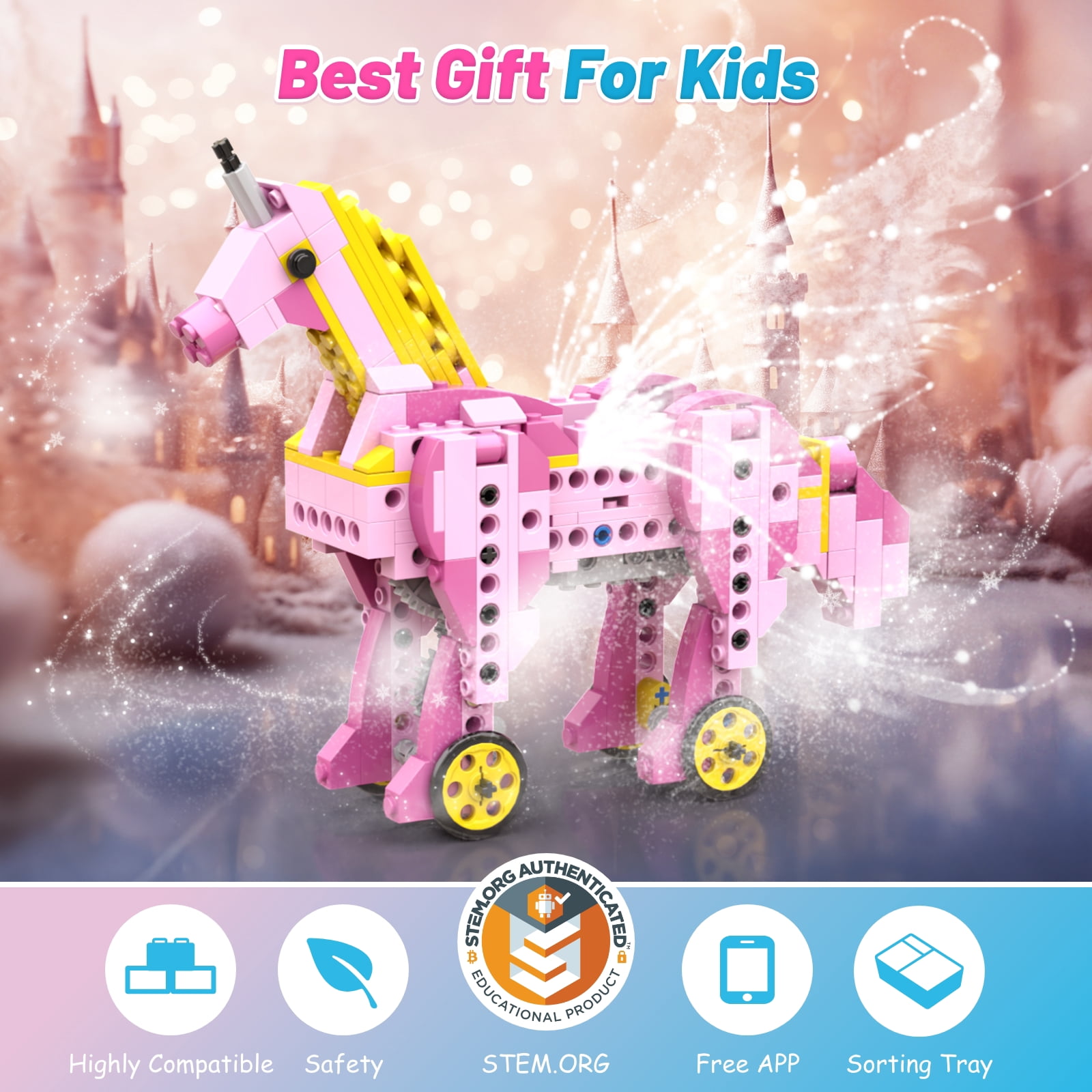 Apitor Robot G STEM Toys for 6 7 8 9 10 Year Old Girl, 8 in 1 Electric Building Toys for Kids 6-8 8-10, Educational Stem Construction Toys Set for Girls 6-12 Christmas Birthday Gift