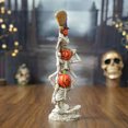 thumbnail image 5 of Halloween Pumpkin Skeleton Statues, Smiling Pumpkin Figurines for Home Decor, Spooky Resin Tabletop Centerpiece, Unique Halloween Decorations for Indoor Party Display, 5 of 7
