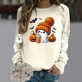 thumbnail image 3 of Cute Ghost Halloween Sweatshirts for Women 2025 Crewneck Ghost Coffee Pumpkin Graphic Sweatshirt Pullover Tops, 3 of 4