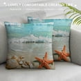 thumbnail image 3 of Shiartex Beach Farmhouse Decoration Throw Pillow Cover, Seashells Starfish Conch Waves Ocean Pillow Cover Pillowcase Summer Outdoor Cushion Covers for Bed, Living Room, Couch White, 3 of 5