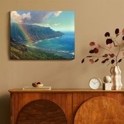 Pratyus Rainbow Mountain Ocean Canvas Print on Canvas Ready to Hang Home Art Decor 16x12in