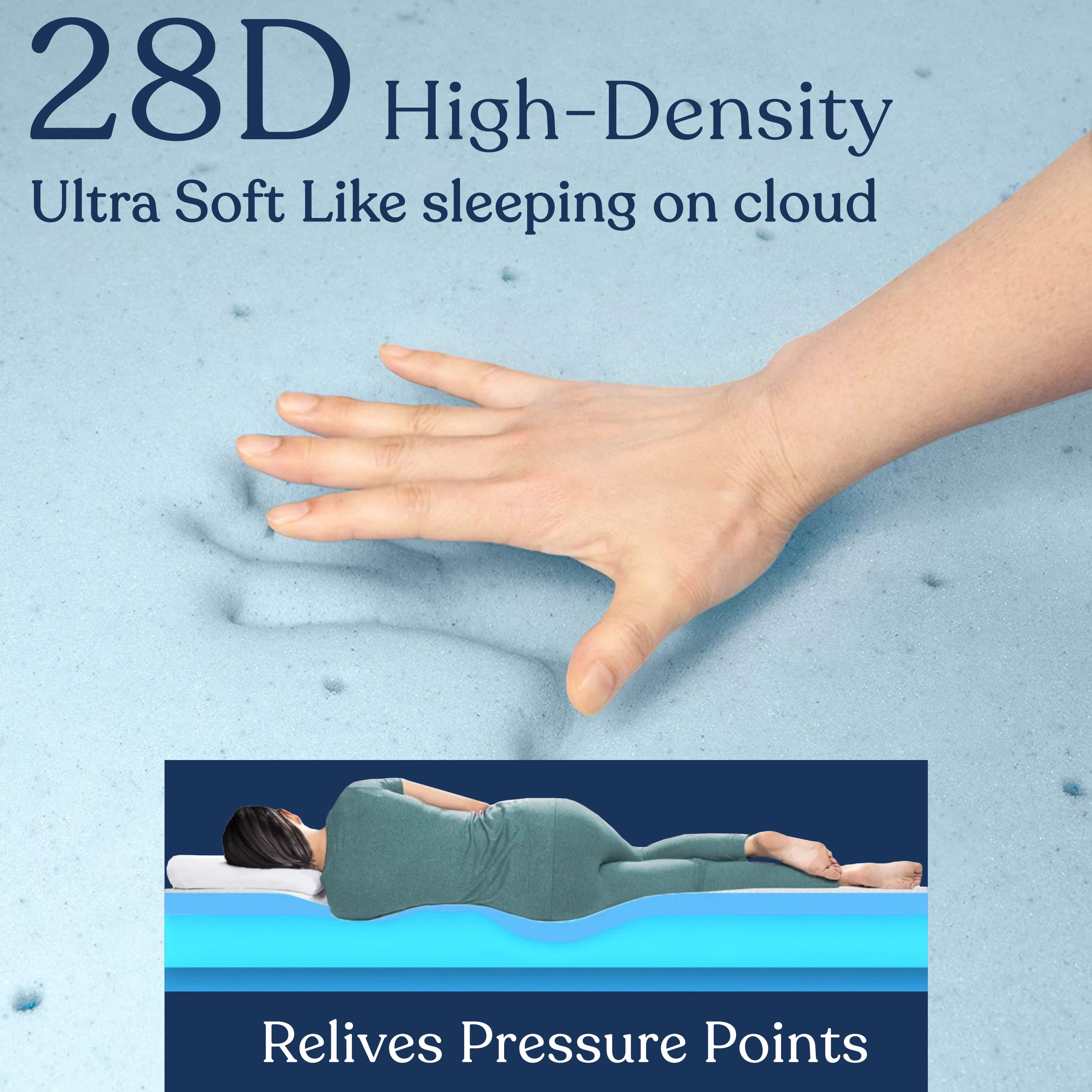 Delara Queen 2" Gel Memory Foam Mattress Topper, High-Density, Ventilated, Plush Comfort, CertiPUR-US, 60 x 80 in