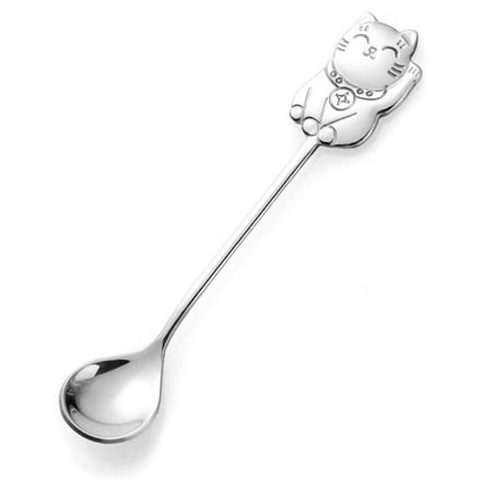 

Grandest Birch Food Grade Coffee Spoon Thicken 304 Stainless Steel Ergonomic Handle Lucky Cat Stirring Spoon Party Supplies Coffee
