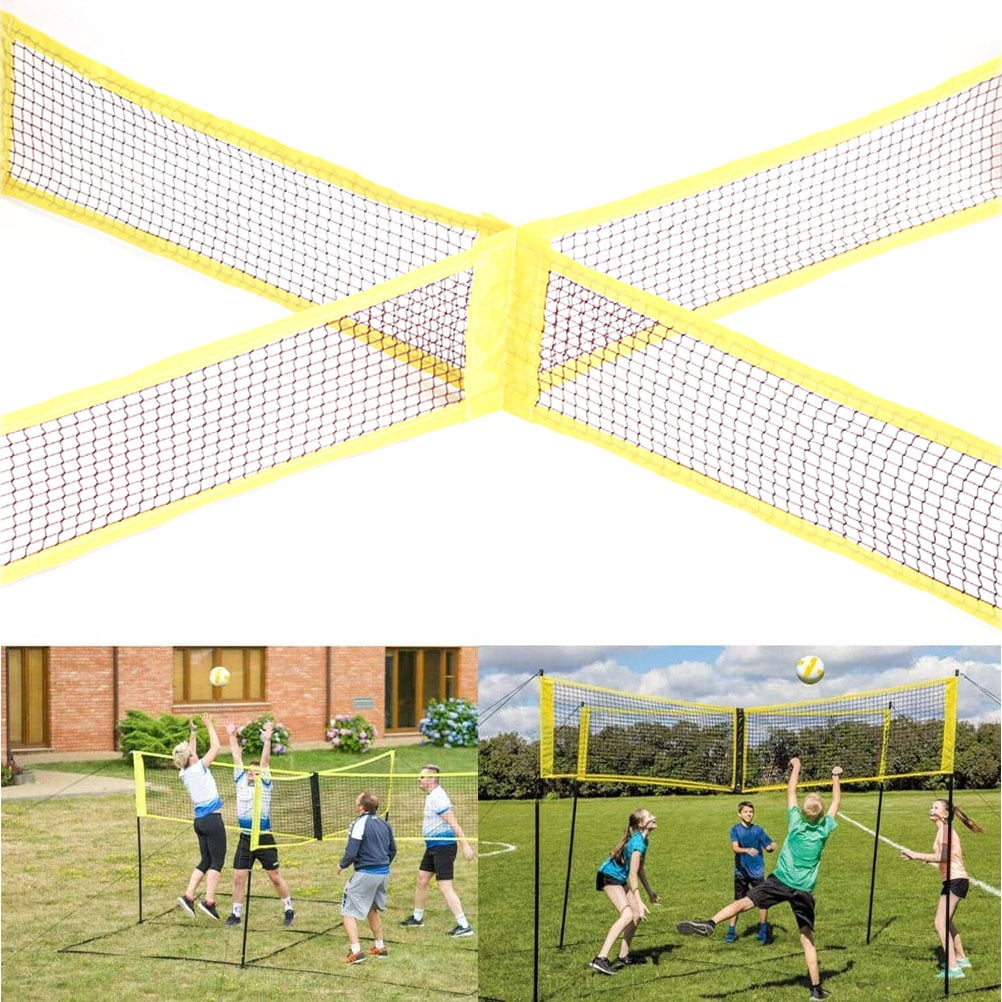 BSMEAN 4 Square Volleyball Net Set Portable Outdoor 4 Sided Beach