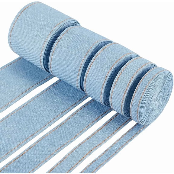 10.93 Yards 5 Rolls Blue Denim Ribbon Cotton Jean Ribbon Craft Strip
